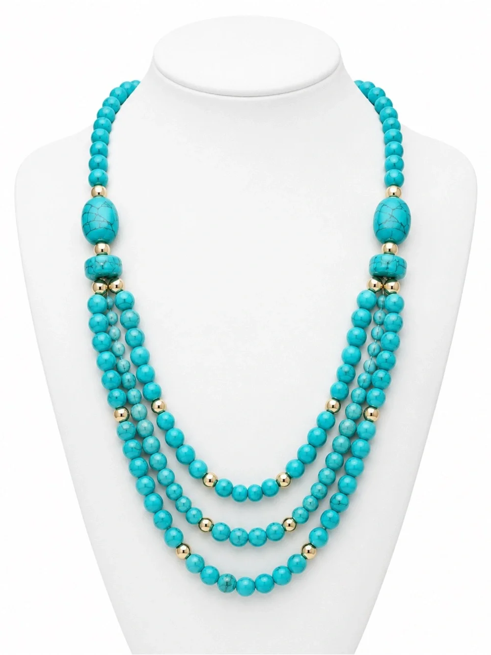 Turquoise Beaded Multi-Strand Necklace - Brand